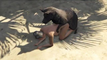 Laureen getting fucked by a pig on the beach