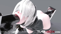 2b takes dildo from both ends