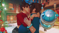 Mei and Tracer making out under the mistletoe