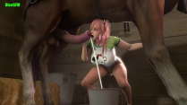 horse cum in a bucket