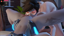Tracer Eats Widow’s Pussy while Getting Her Ass Fucked [Darellak]