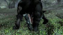 Werewolf takes care of Argonian hunter