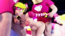Ribbon girl threesome on the ring (Arms)