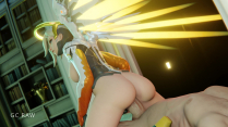 sexy mercy gently jumping cock on top behind